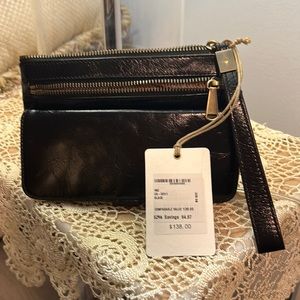 Hobo wristlet  clutch in Black leather